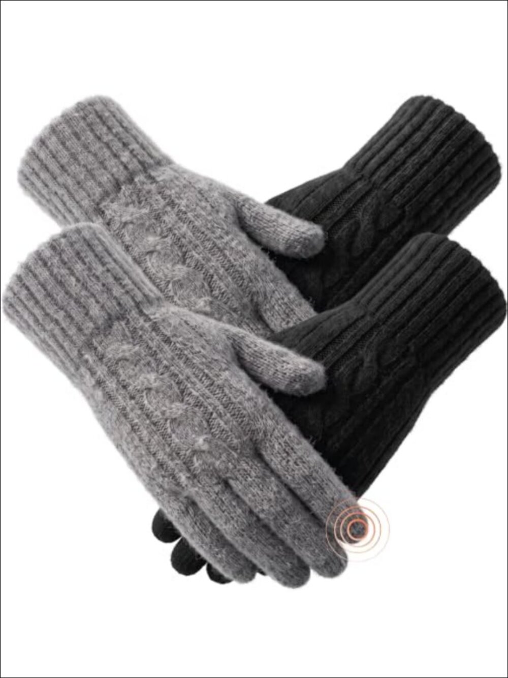 Merino Wool Winter Gloves Touch Screen 2 Pairs One Size